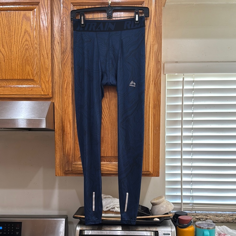 MEN’s RBX Pro Blue Compression Patterned Leggings size SMALL (28-32)